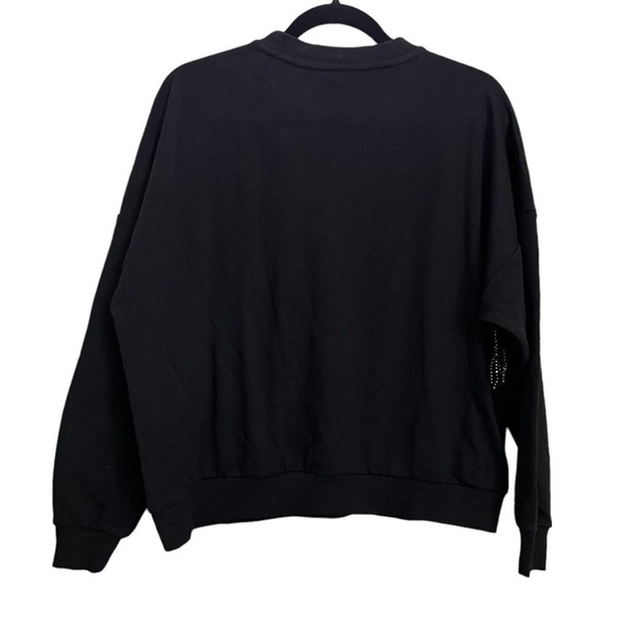 VERO MODA NWT Kaidyn Rhinestone Fringe Pullover Sweatshirt Sweater Black - Picture 2 of 4